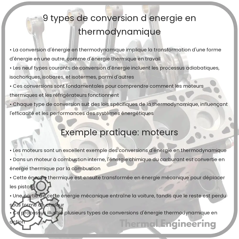9 Types de Conversion d'Énergie en Thermodynamique
