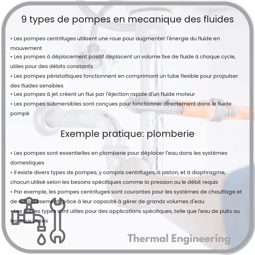 9 Types de Pompes en Mécanique des Fluides