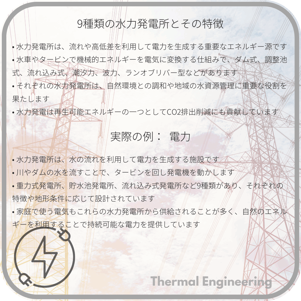 9種類の水力発電所とその特徴