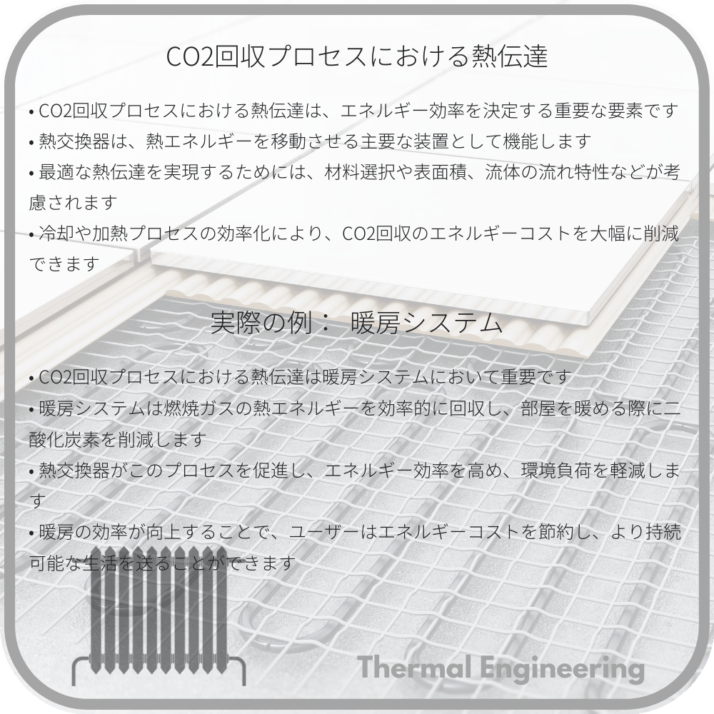 CO2回収プロセスにおける熱伝達
