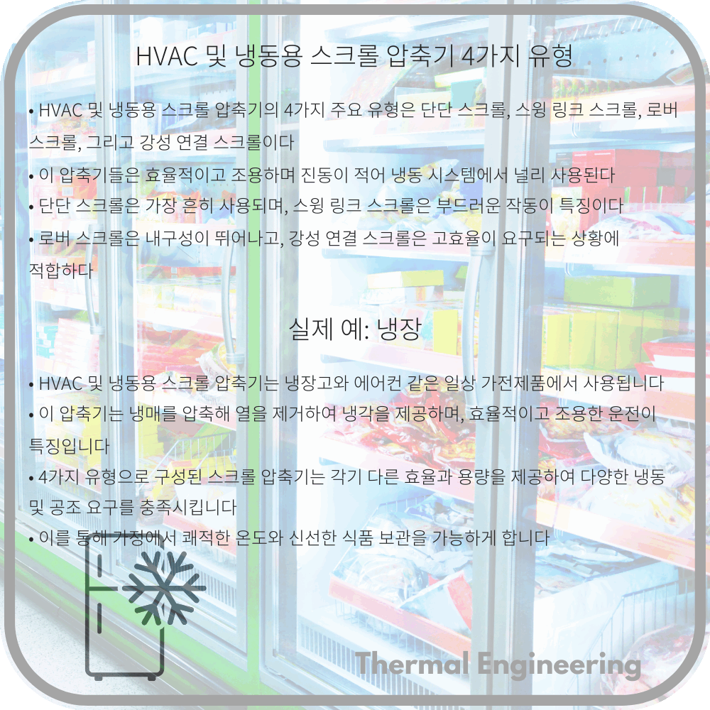HVAC 및 냉동용 스크롤 압축기 4가지 유형
