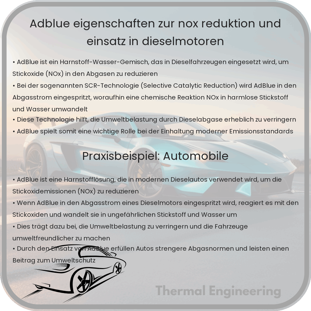 AdBlue: Eigenschaften zur NOx-Reduktion und Einsatz in Dieselmotoren