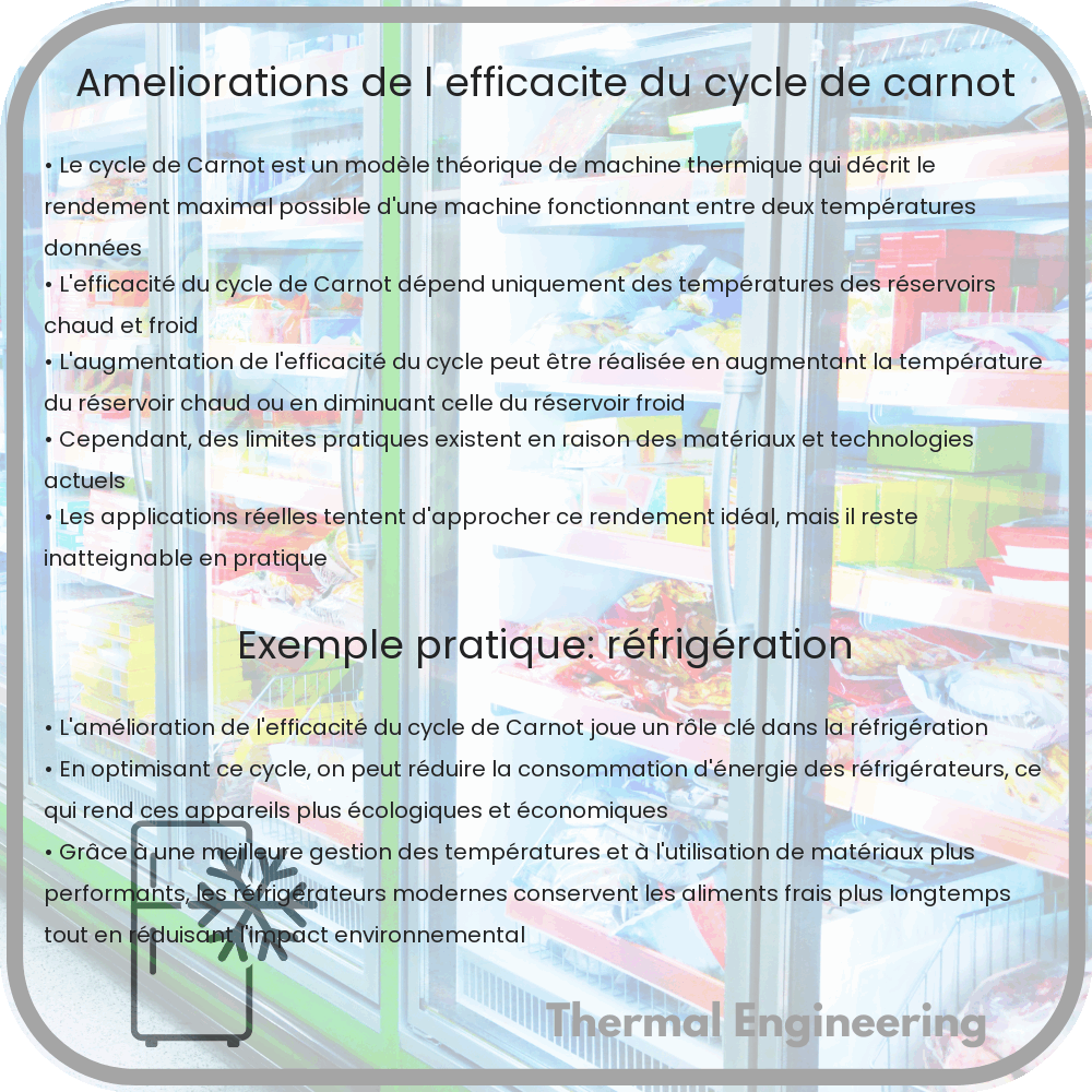 Améliorations de l'efficacité du cycle de Carnot