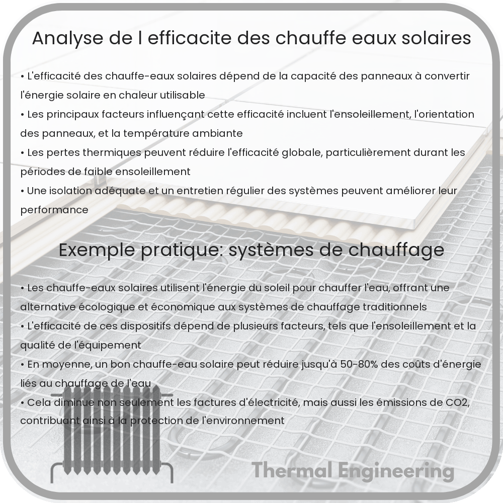 Analyse de l'efficacité des chauffe-eaux solaires