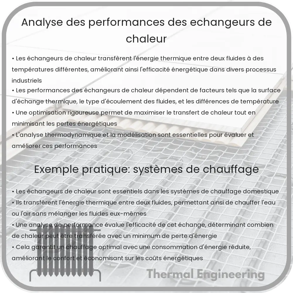 Analyse des performances des échangeurs de chaleur