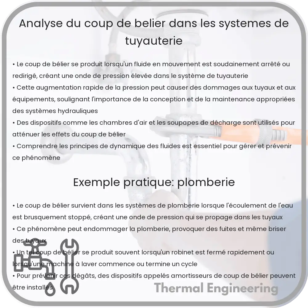 Analyse du coup de bélier dans les systèmes de tuyauterie