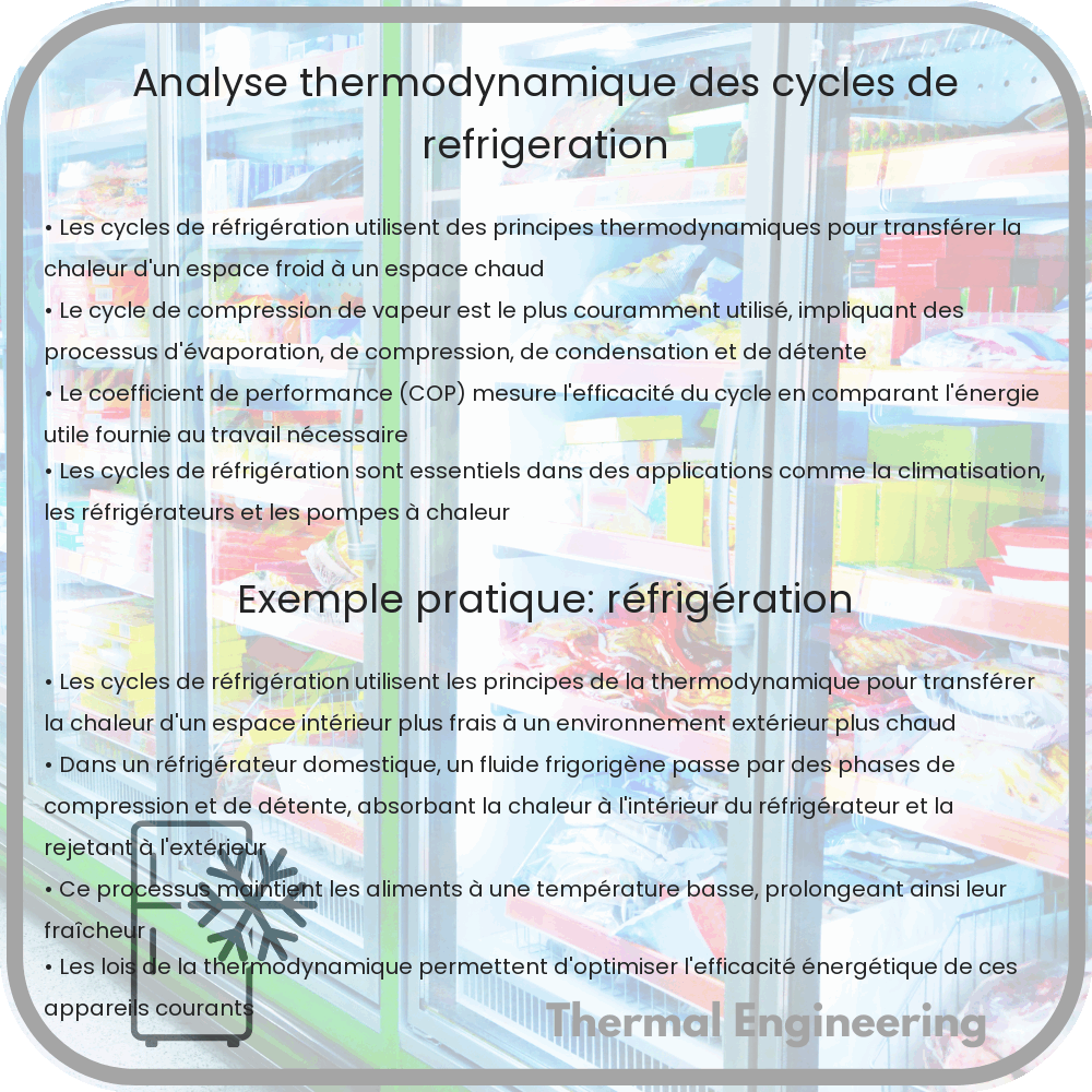 Analyse thermodynamique des cycles de réfrigération