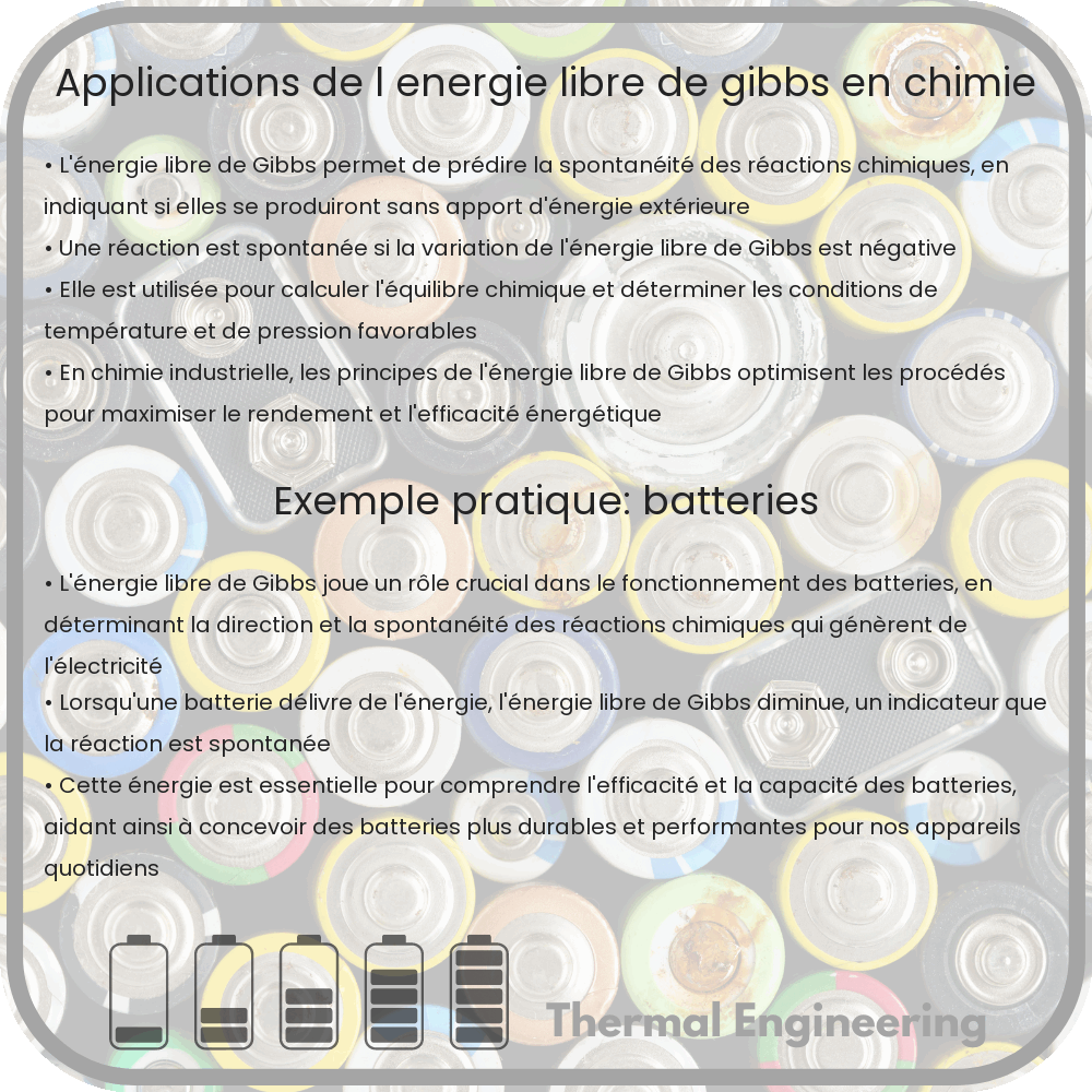 Applications de l'énergie libre de Gibbs en chimie