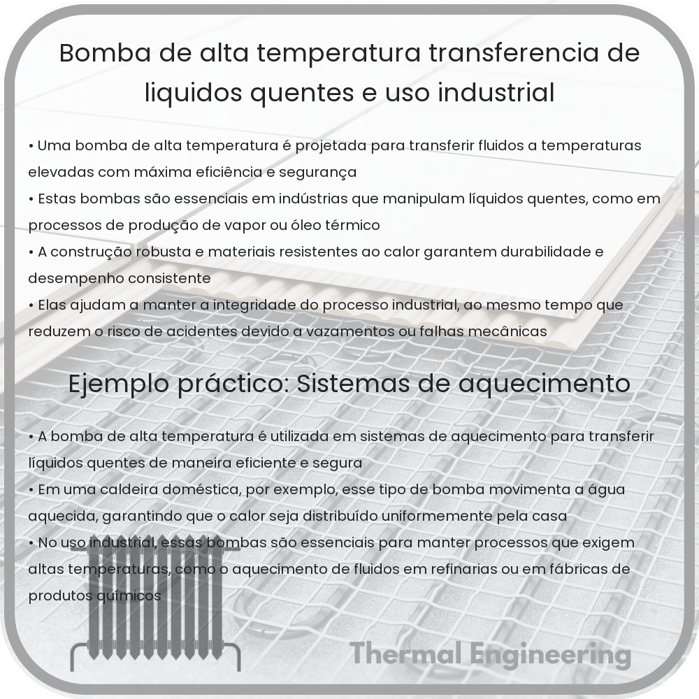 Bomba de Alta Temperatura | Transferência de Líquidos Quentes e Uso Industrial
