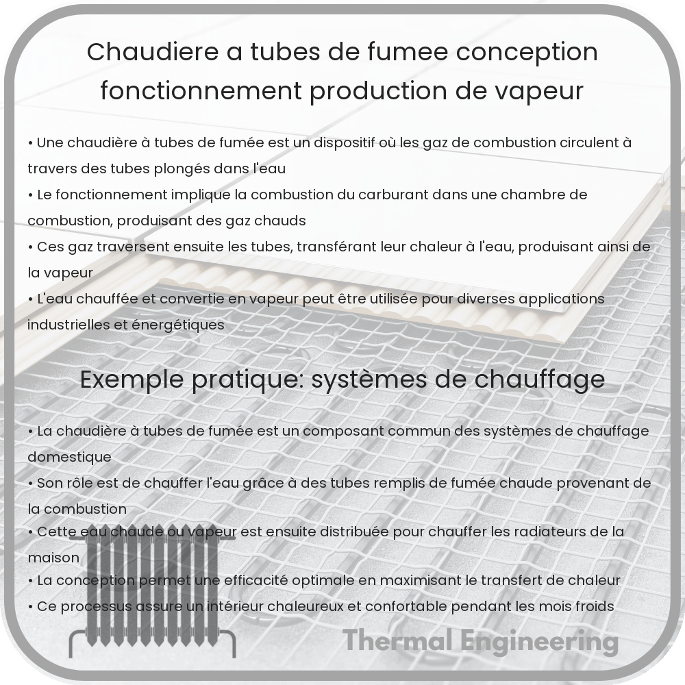 Chaudière à tubes de fumée | Conception, Fonctionnement, Production de vapeur