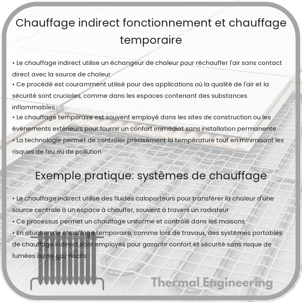 Chauffage Indirect | Fonctionnement et Chauffage Temporaire