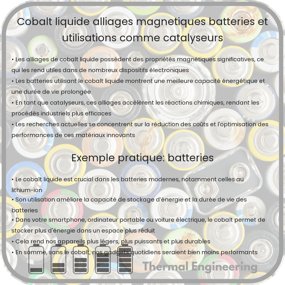 Cobalt Liquide : Alliages Magnétiques, Batteries et Utilisations comme Catalyseurs