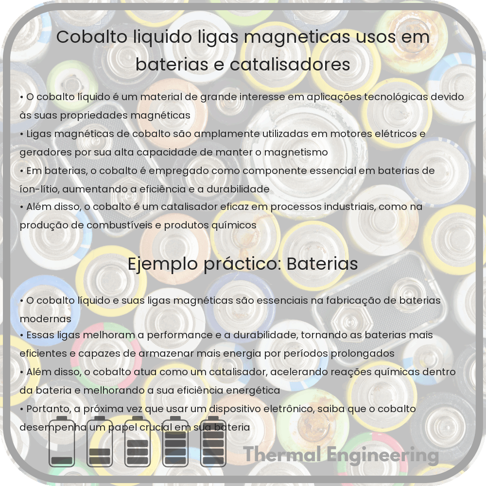 Cobalto Líquido | Ligas Magnéticas, Usos em Baterias e Catalisadores