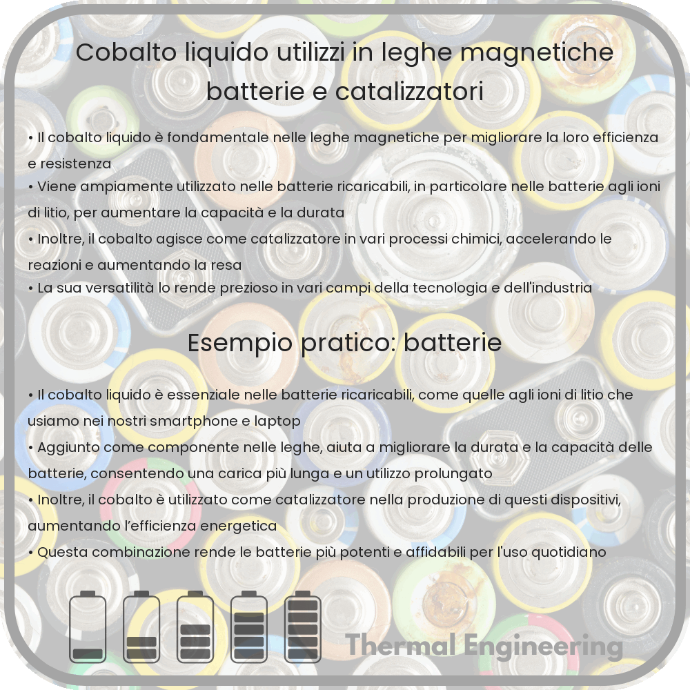Cobalto Liquido | Utilizzi in Leghe Magnetiche, Batterie e Catalizzatori