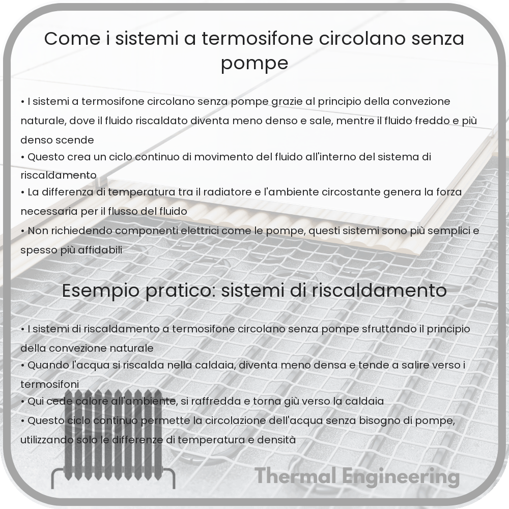 Come i sistemi a termosifone circolano senza pompe