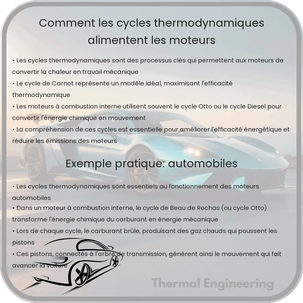 Comment les cycles thermodynamiques alimentent les moteurs