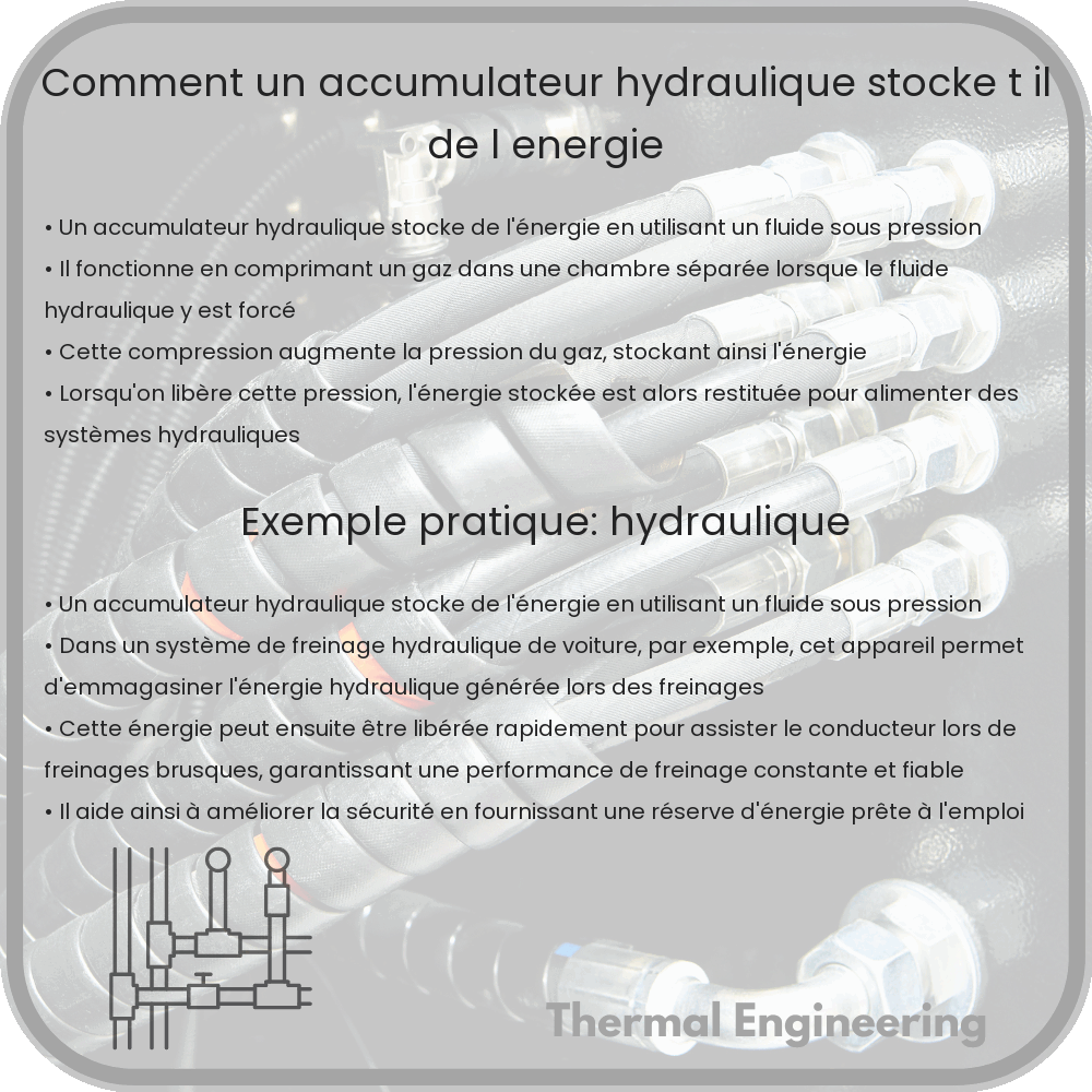 Comment un accumulateur hydraulique stocke-t-il de l'énergie