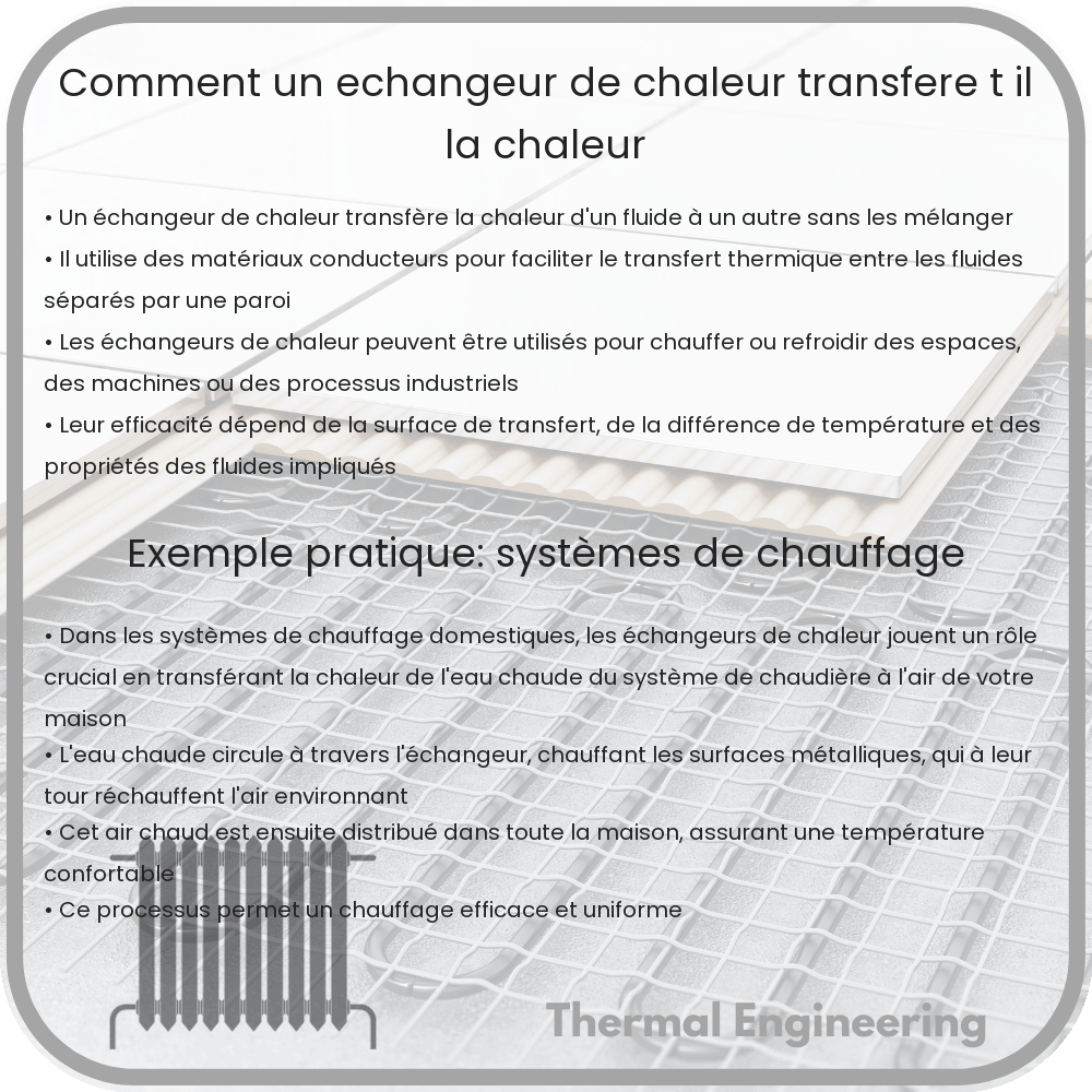 Comment un échangeur de chaleur transfère-t-il la chaleur