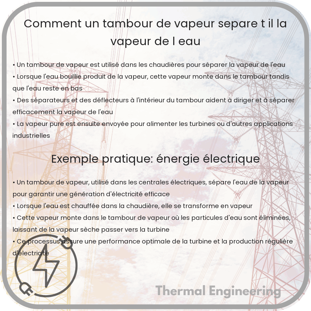 Comment un tambour de vapeur sépare-t-il la vapeur de l'eau