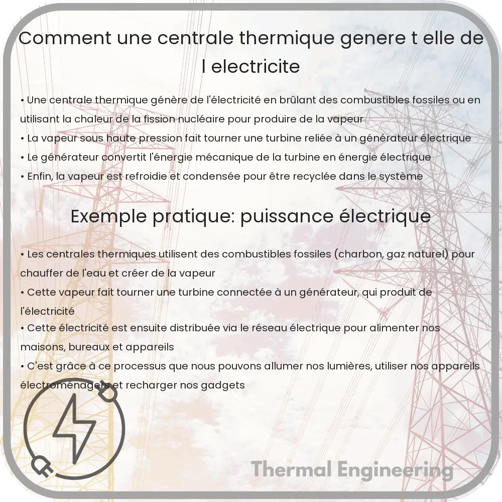 Comment une centrale thermique génère-t-elle de l’électricité