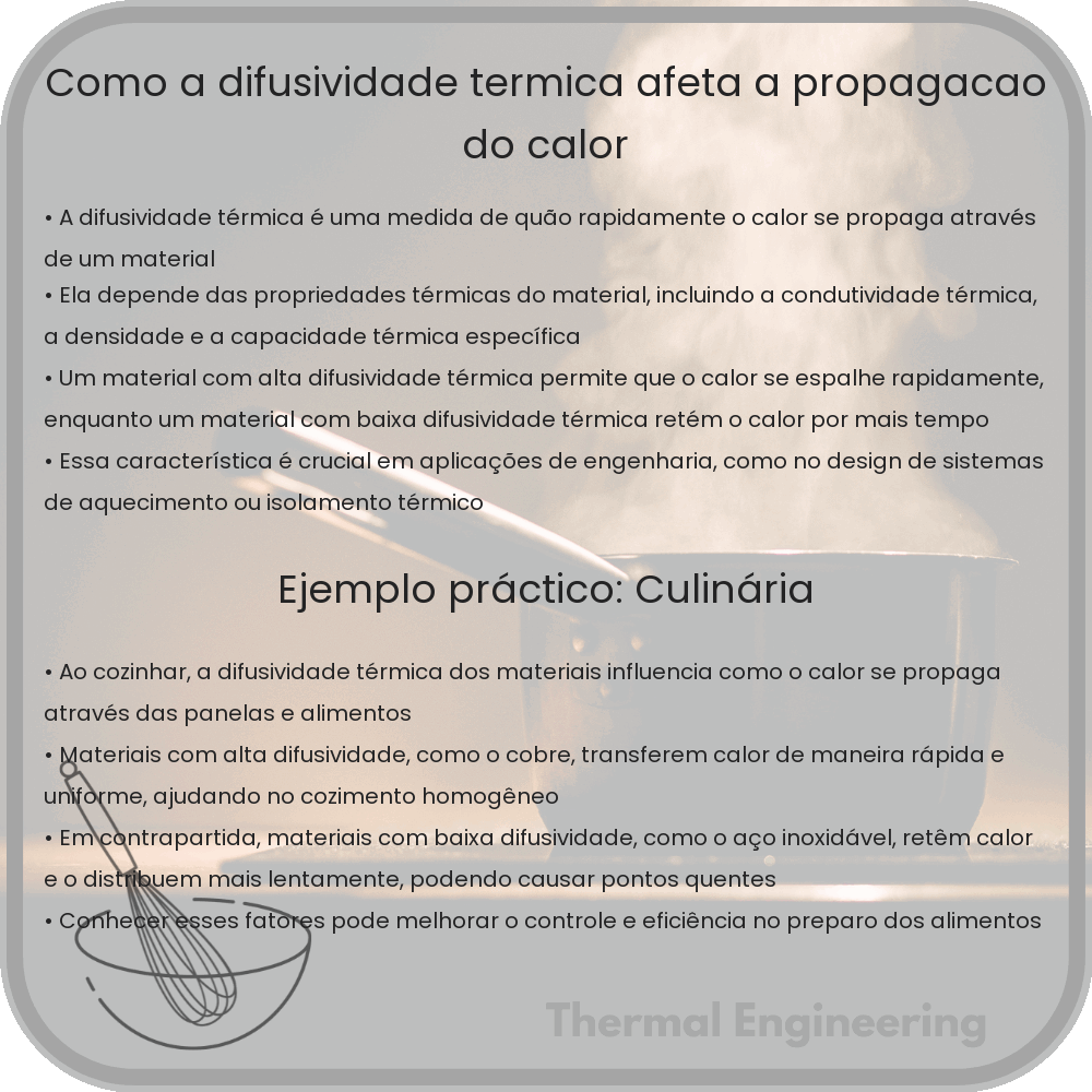 Como a difusividade térmica afeta a propagação do calor