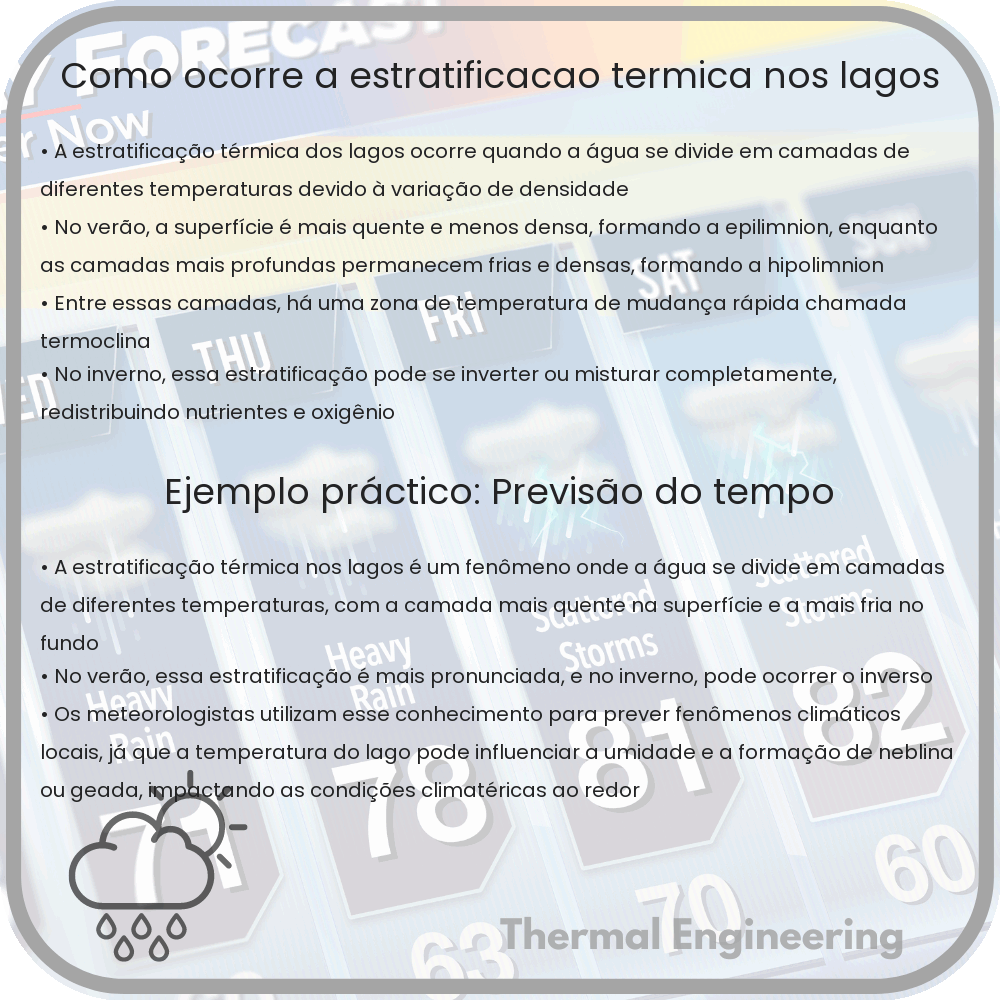 Como ocorre a estratificação térmica nos lagos