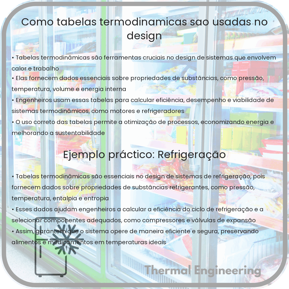 Como tabelas termodinâmicas são usadas no design