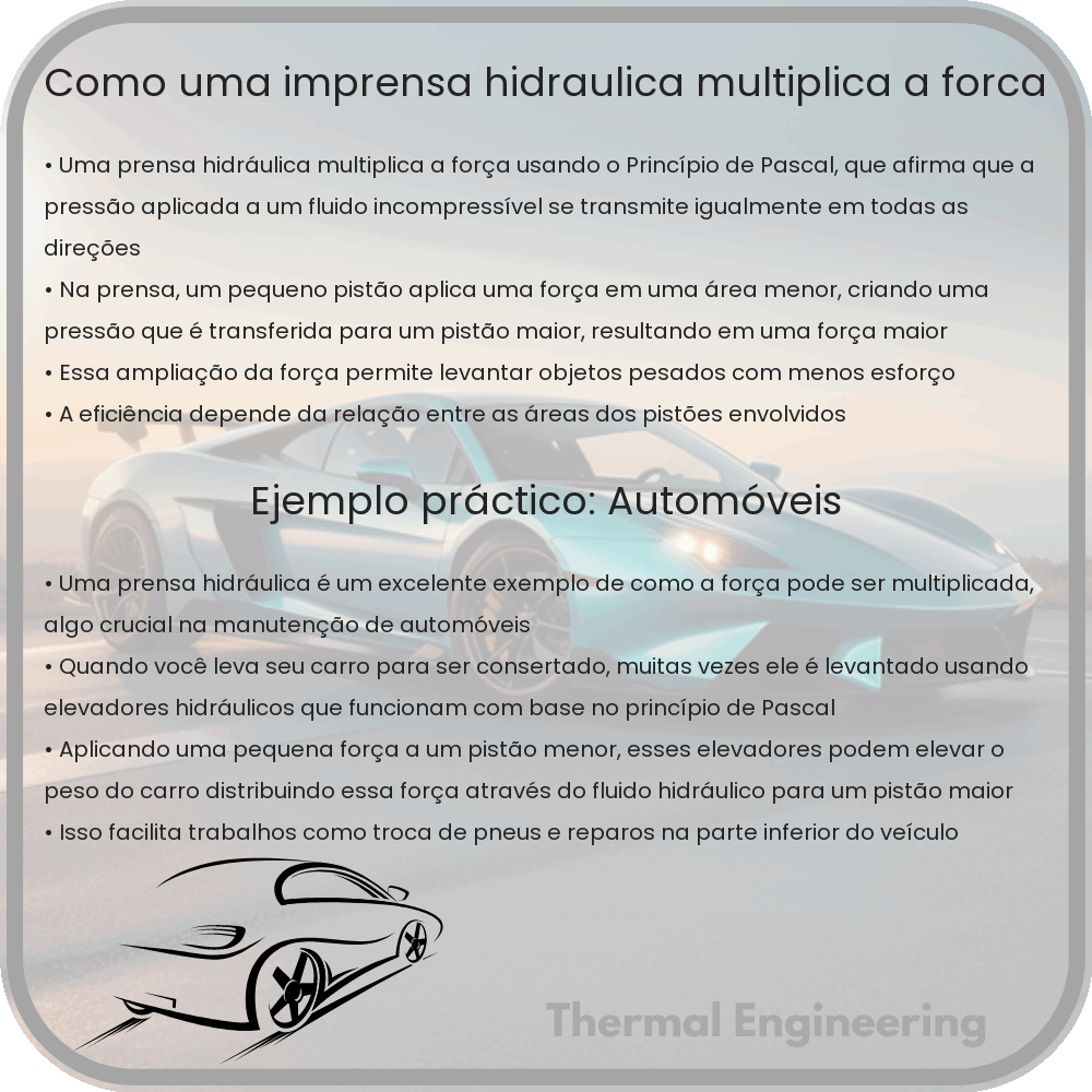 Como uma imprensa hidráulica multiplica a força