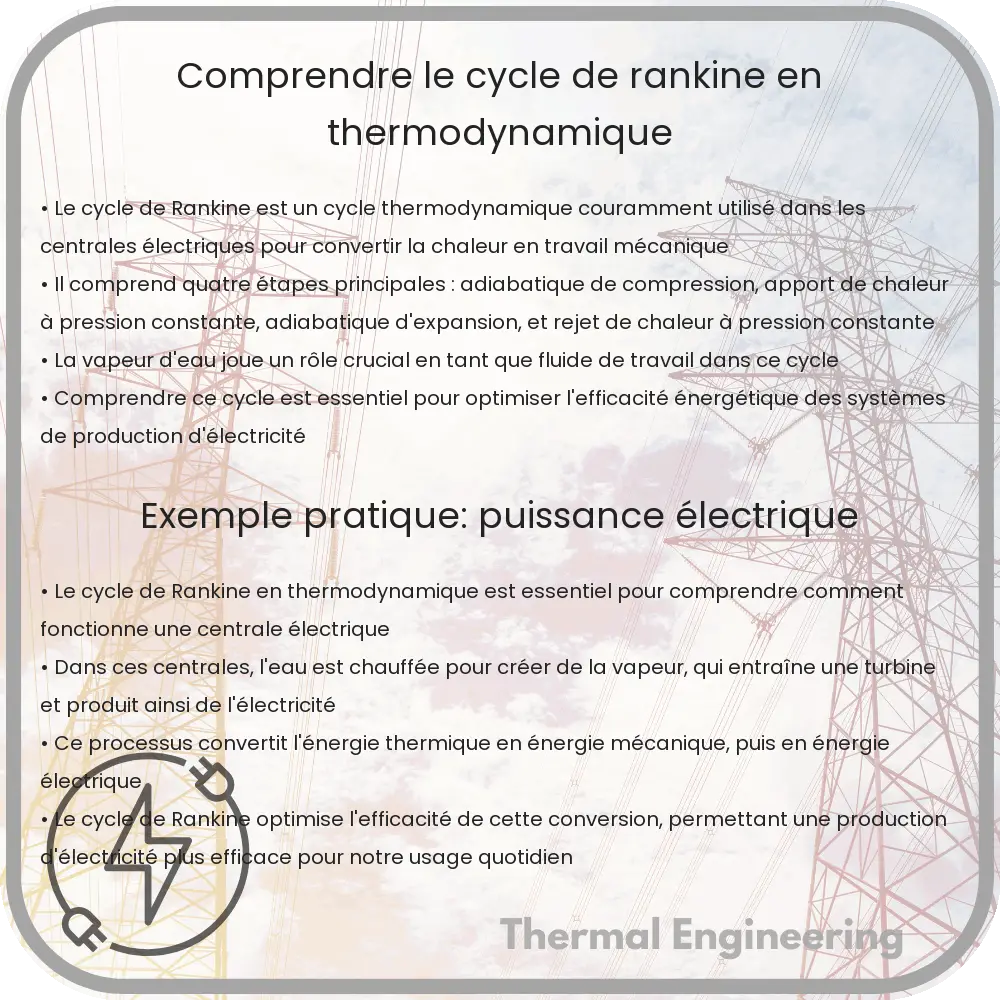 Comprendre le cycle de Rankine en thermodynamique