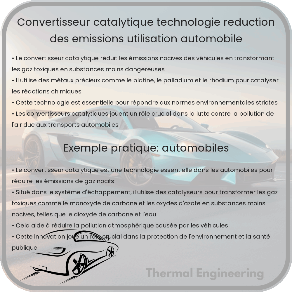 Convertisseur Catalytique : Technologie, Réduction des Émissions, Utilisation Automobile