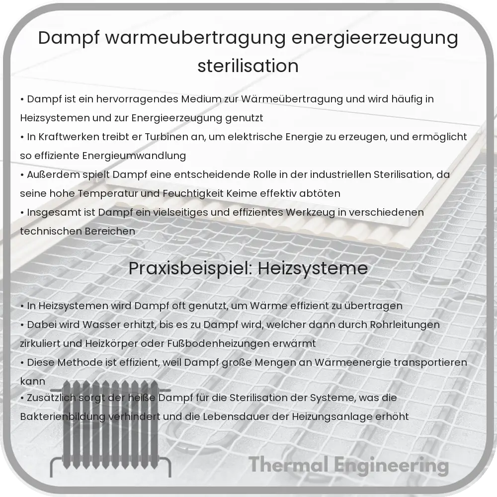 Dampf: Wärmeübertragung, Energieerzeugung & Sterilisation