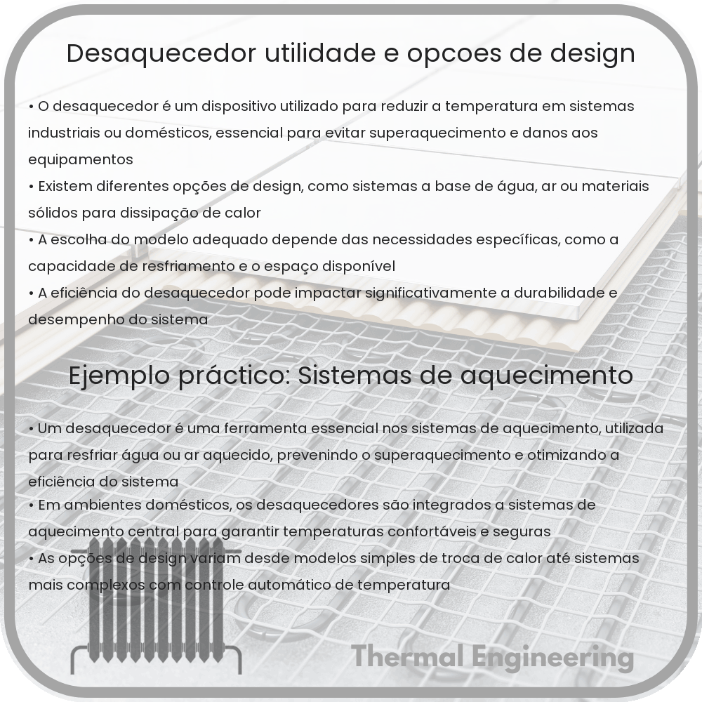 Desaquecedor: Utilidade e Opções de Design