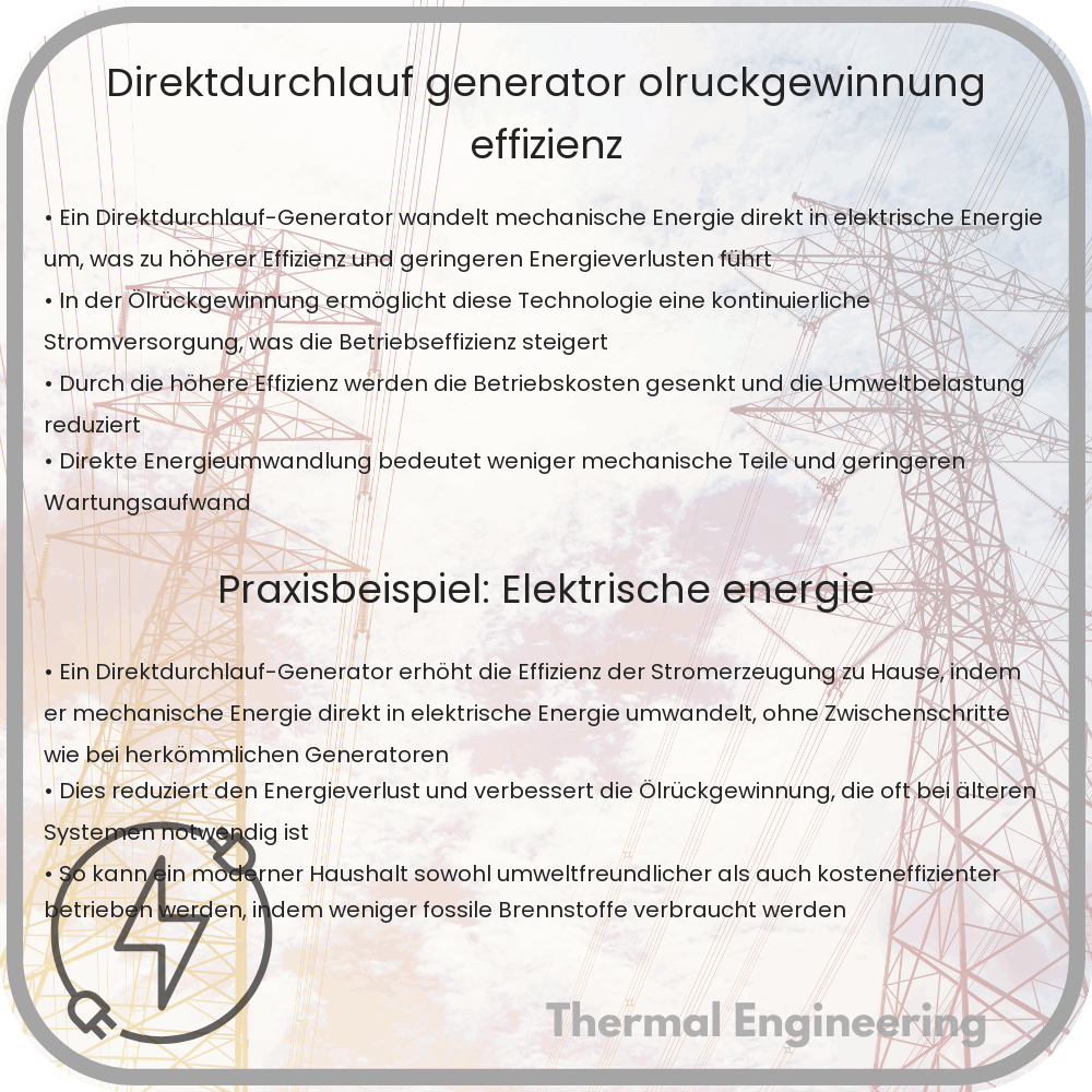 Direktdurchlauf-Generator | Ölrückgewinnung, Effizienz