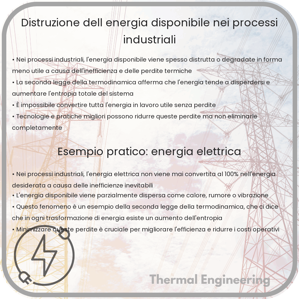 Distruzione dell'energia disponibile nei processi industriali