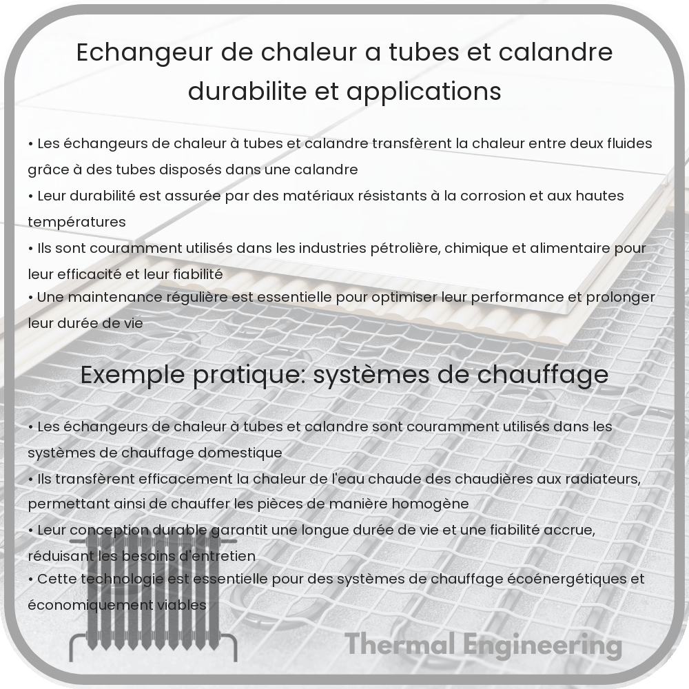 Échangeur de chaleur à tubes et calandre | Durabilité et applications