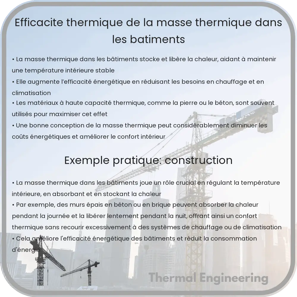 Efficacité thermique de la masse thermique dans les bâtiments