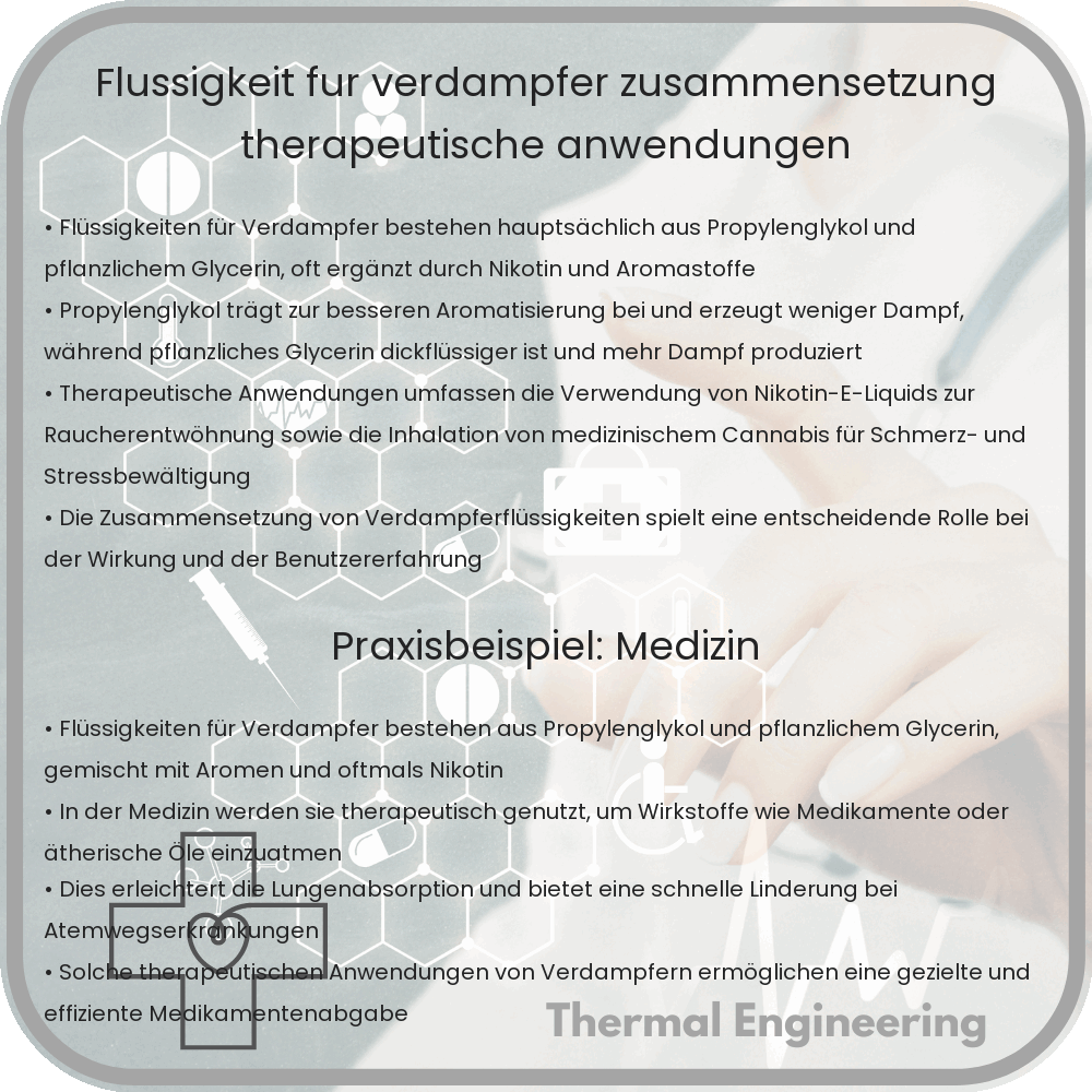 Flüssigkeit für Verdampfer | Zusammensetzung & Therapeutische Anwendungen
