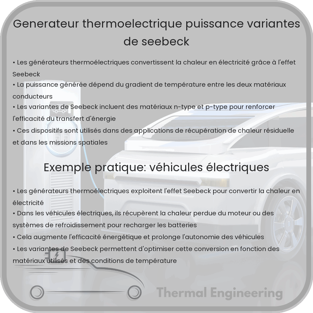 Générateur Thermoélectrique | Puissance & Variantes de Seebeck