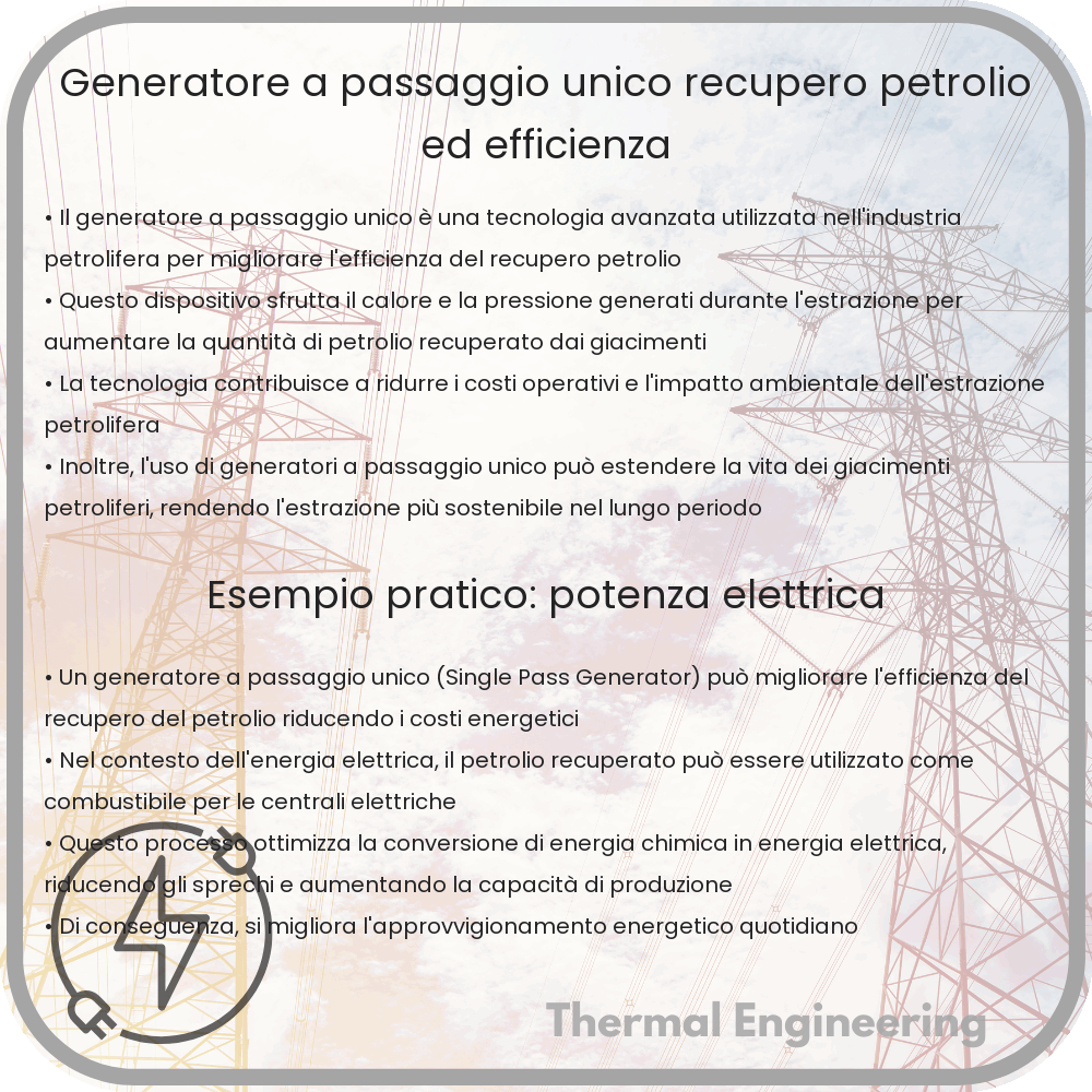Generatore a Passaggio Unico | Recupero Petrolio ed Efficienza