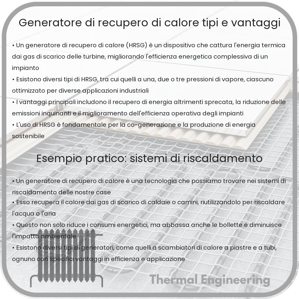 Generatore di Recupero di Calore | Tipi e Vantaggi