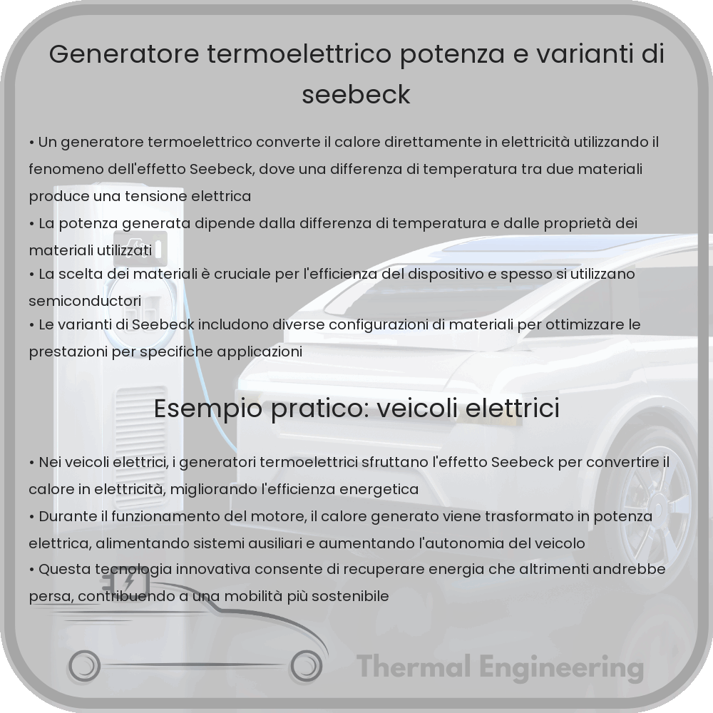 Generatore Termoelettrico | Potenza e Varianti di Seebeck