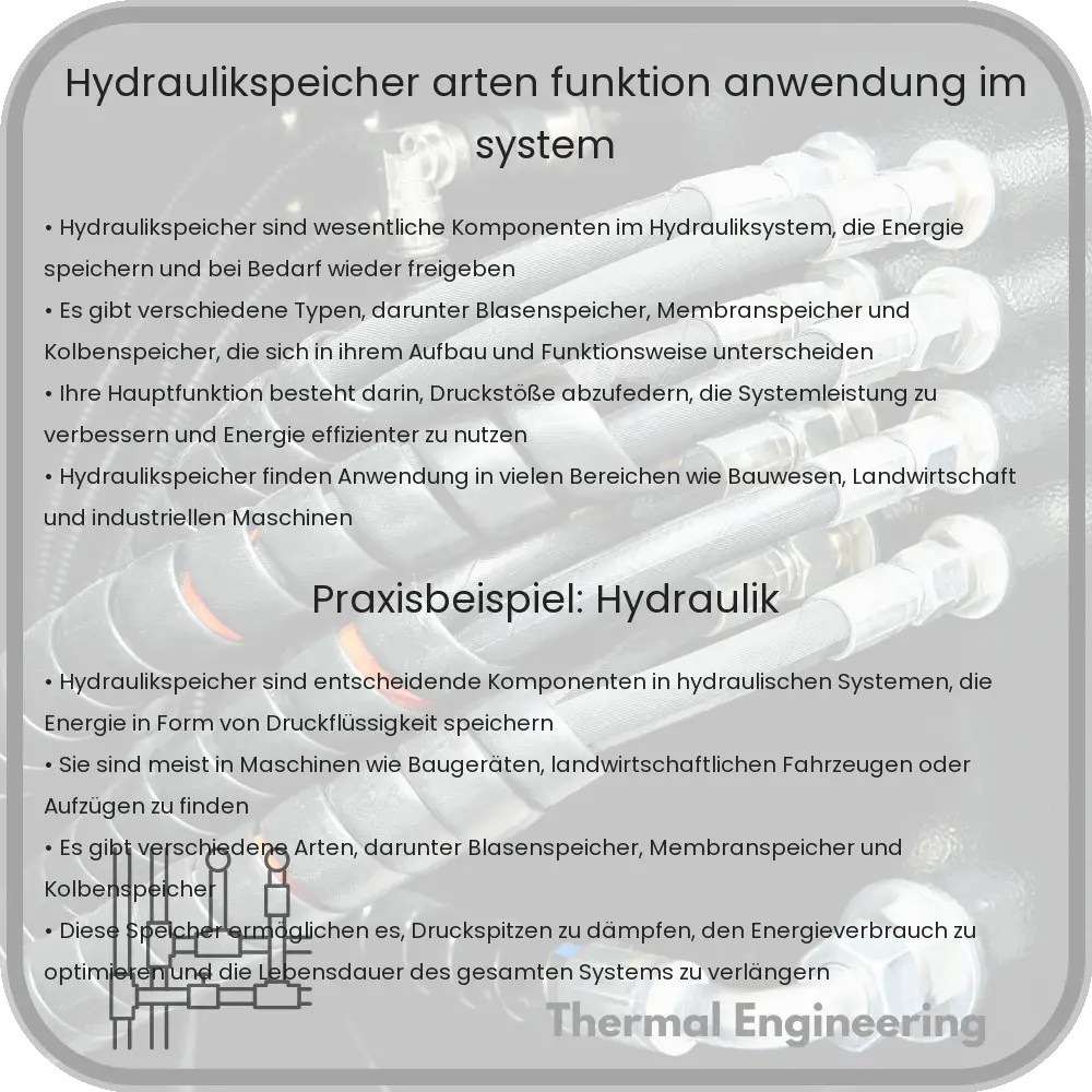 Hydraulikspeicher | Arten, Funktion, Anwendung im System