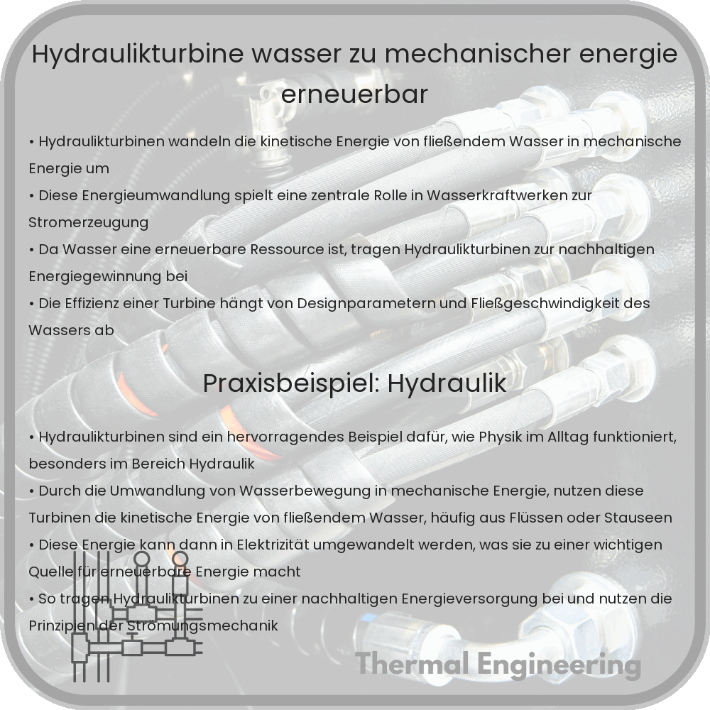 Hydraulikturbine | Wasser zu mechanischer Energie, erneuerbar