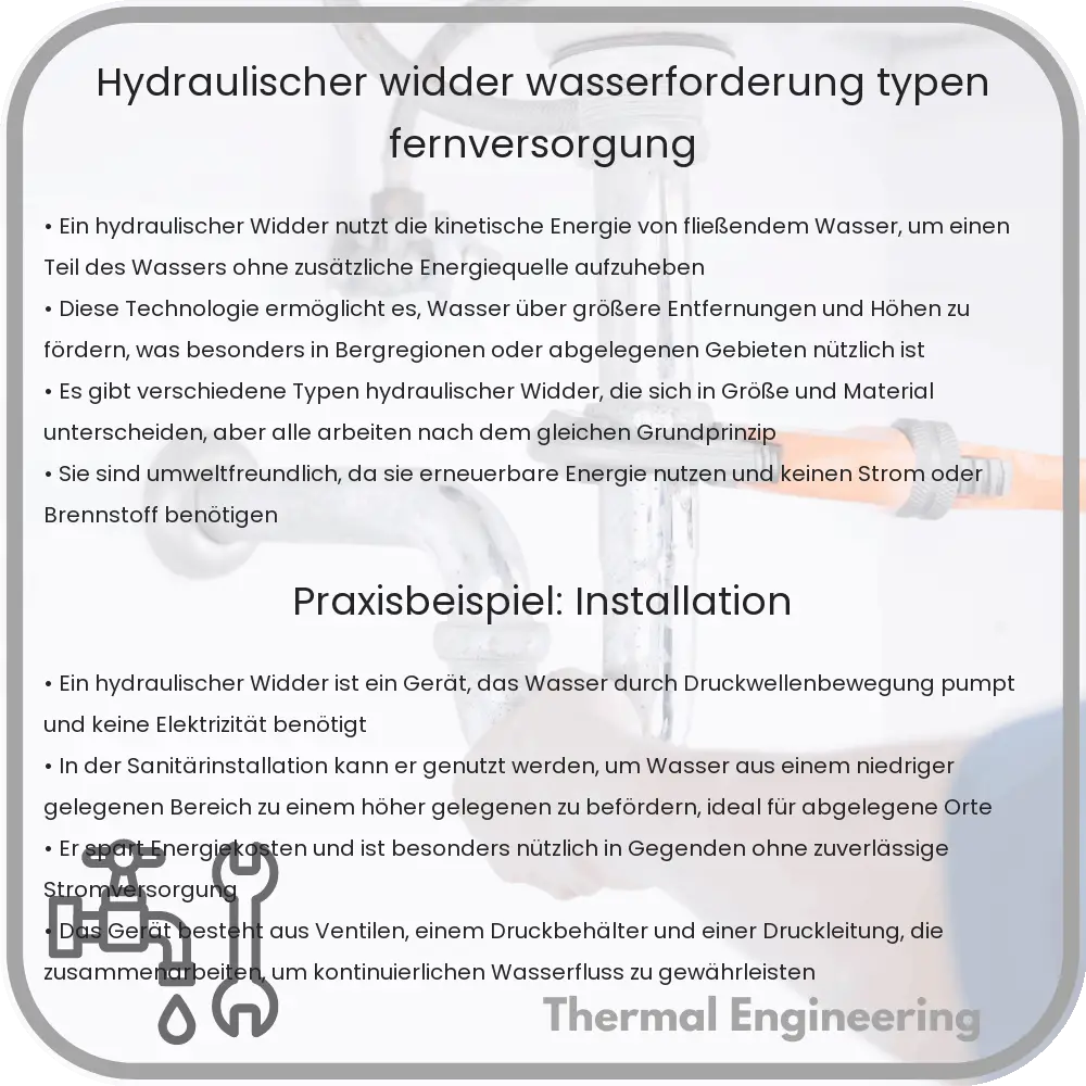 Hydraulischer Widder | Wasserförderung, Typen, Fernversorgung
