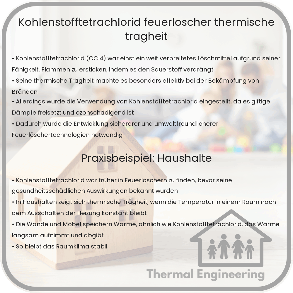 Kohlenstofftetrachlorid | Feuerlöscher, Thermische Trägheit