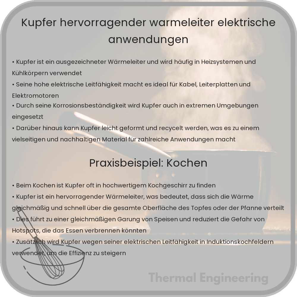 Kupfer: Hervorragender Wärmeleiter, Elektrische Anwendungen