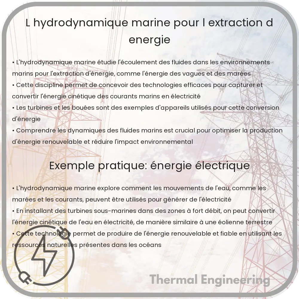 L'hydrodynamique marine pour l'extraction d'énergie