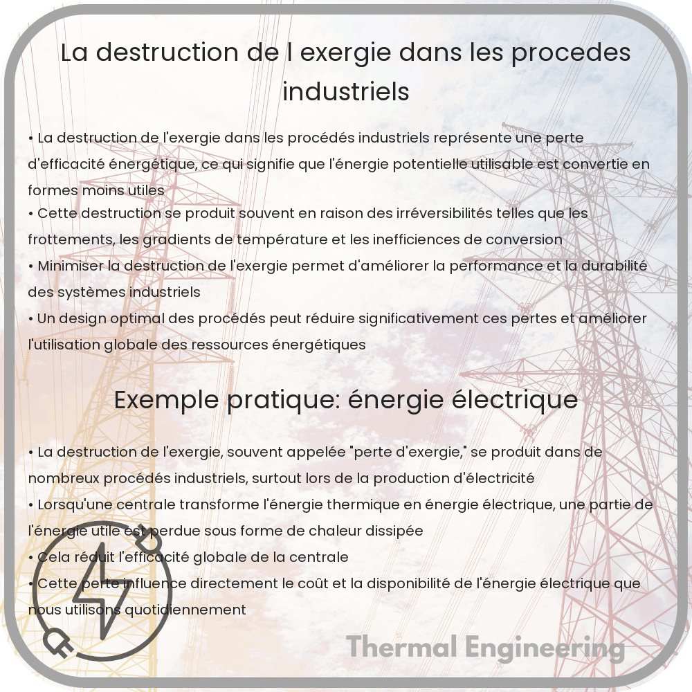 La destruction de l'exergie dans les procédés industriels