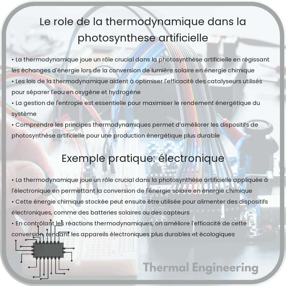 Le rôle de la thermodynamique dans la photosynthèse artificielle