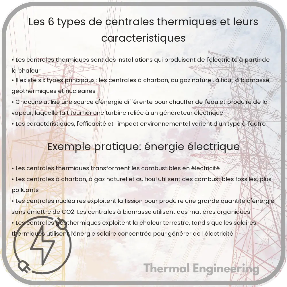 Les 6 Types de Centrales Thermiques et Leurs Caractéristiques